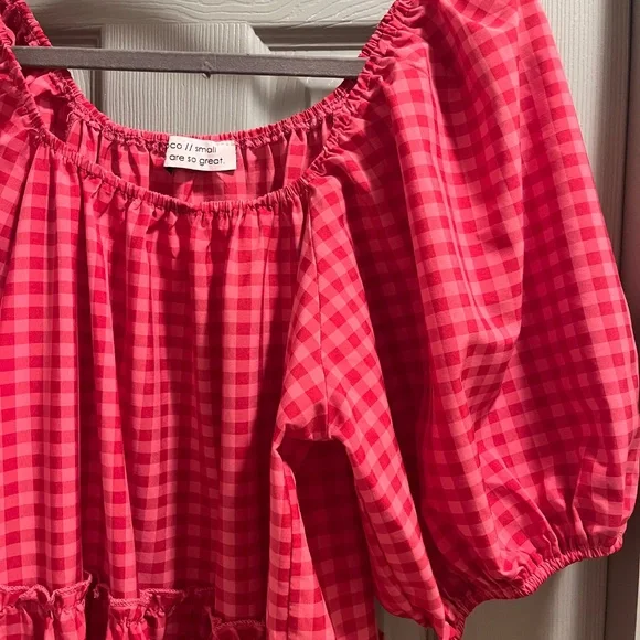 Zoco hot pink gingham dress - Picture 2 of 3